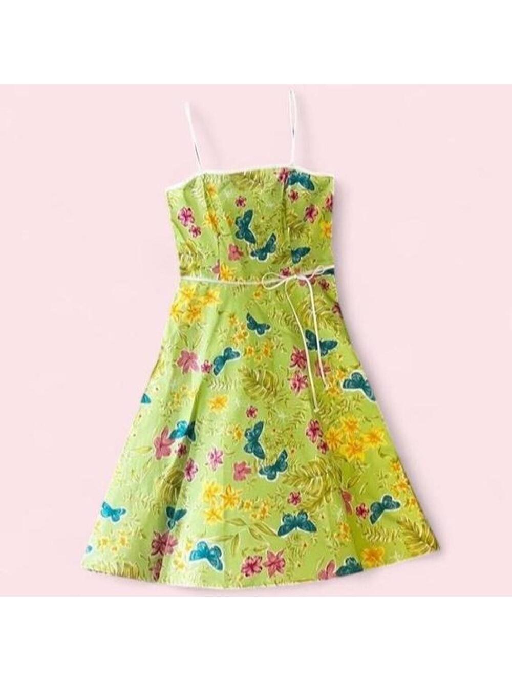 đŚđ¸ green summer tropical garden party Y2K style midi dress đ¸đŚ
